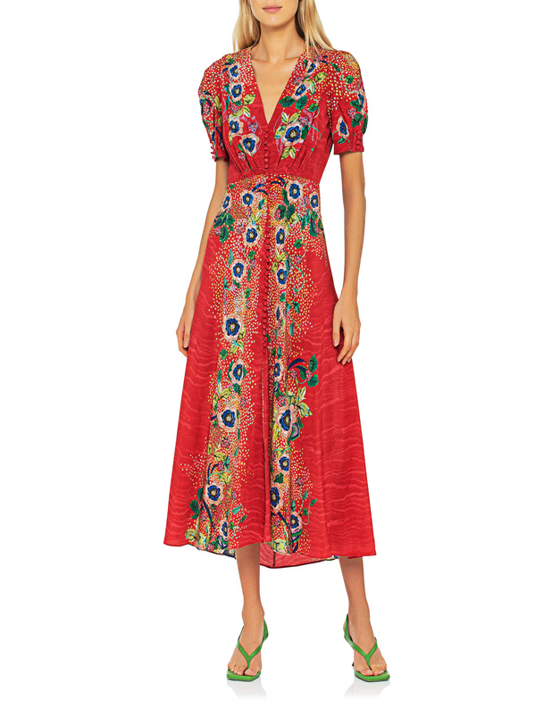 Artikel klicken und genauer betrachten! - Gemustertes Seiden-Kleid   | im Online Shop kaufen
