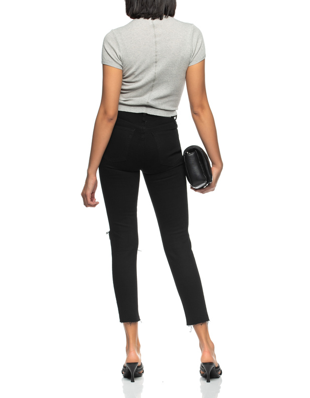 RE DONE 90s High Rise Ankle Crop Black Destroyed High Rise Jeans Skinny