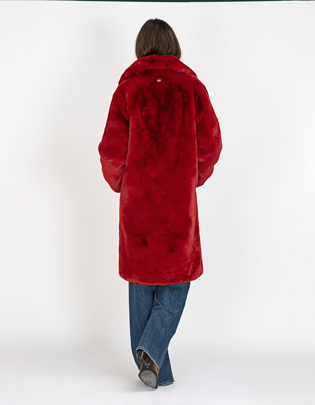 Sandro red fur coat sale