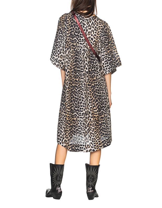 Ganni Chic Leo Dress In Leo Design With Silk Content Dresses
