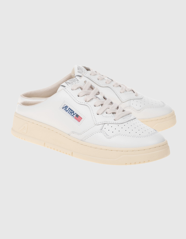 White leather mule sneakers on sale
