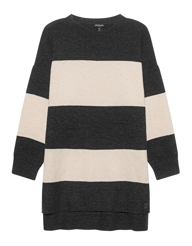 Artikel klicken und genauer betrachten! - Oversize-Strickkleid mit Streifen-Muster  | im Online Shop kaufen