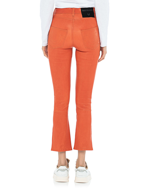TRUE RELIGION Kick Flared Highrise Orange Kick flare leather pants