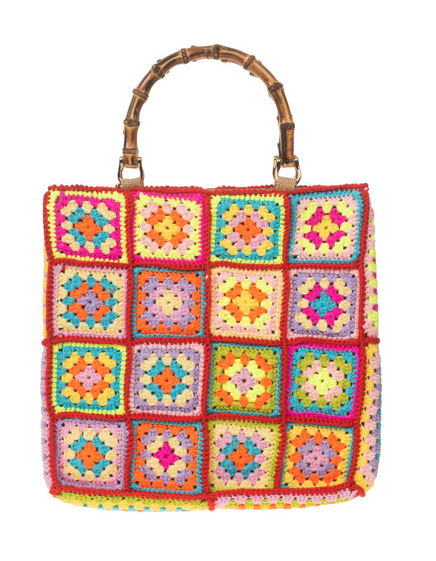La Milanesa Crochet Medium Red Multicolor Crochet bag with handles